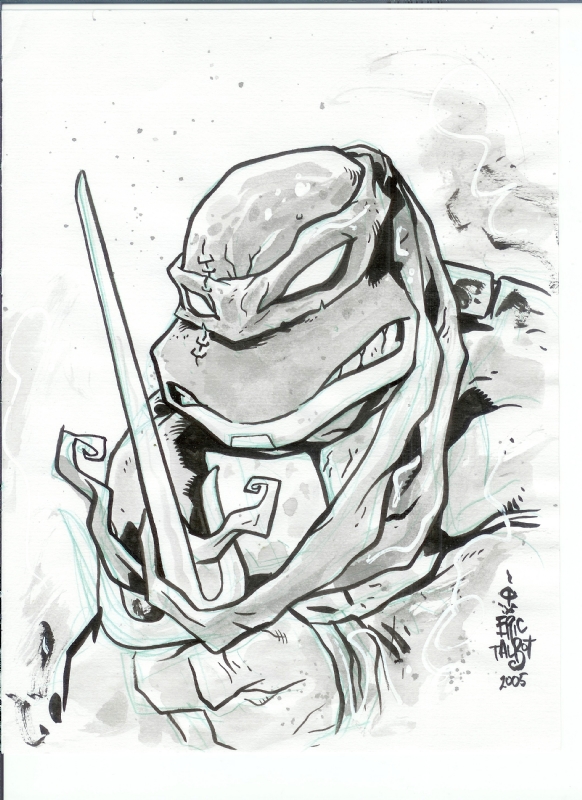 TMNT Sketch ORIGINAL COLOR ART Raphael card Ninja Turtle drawing comic