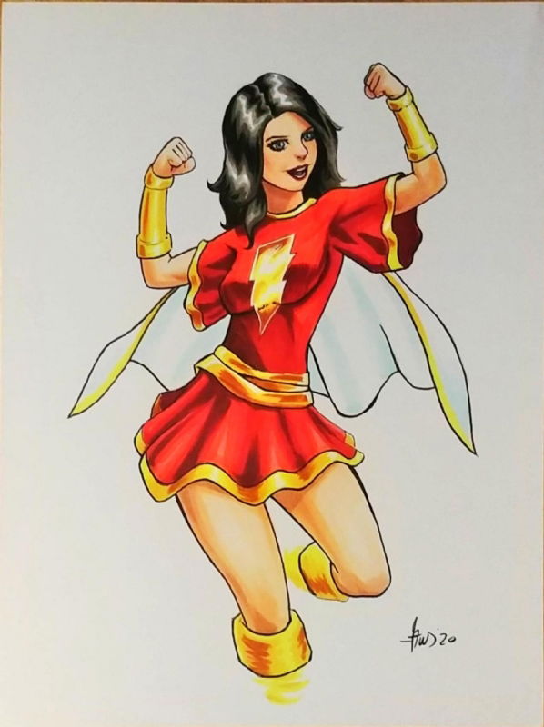 Mary Marvel by Gus Mauk, in TJ James's Art Purchases Comic Art Gallery Room