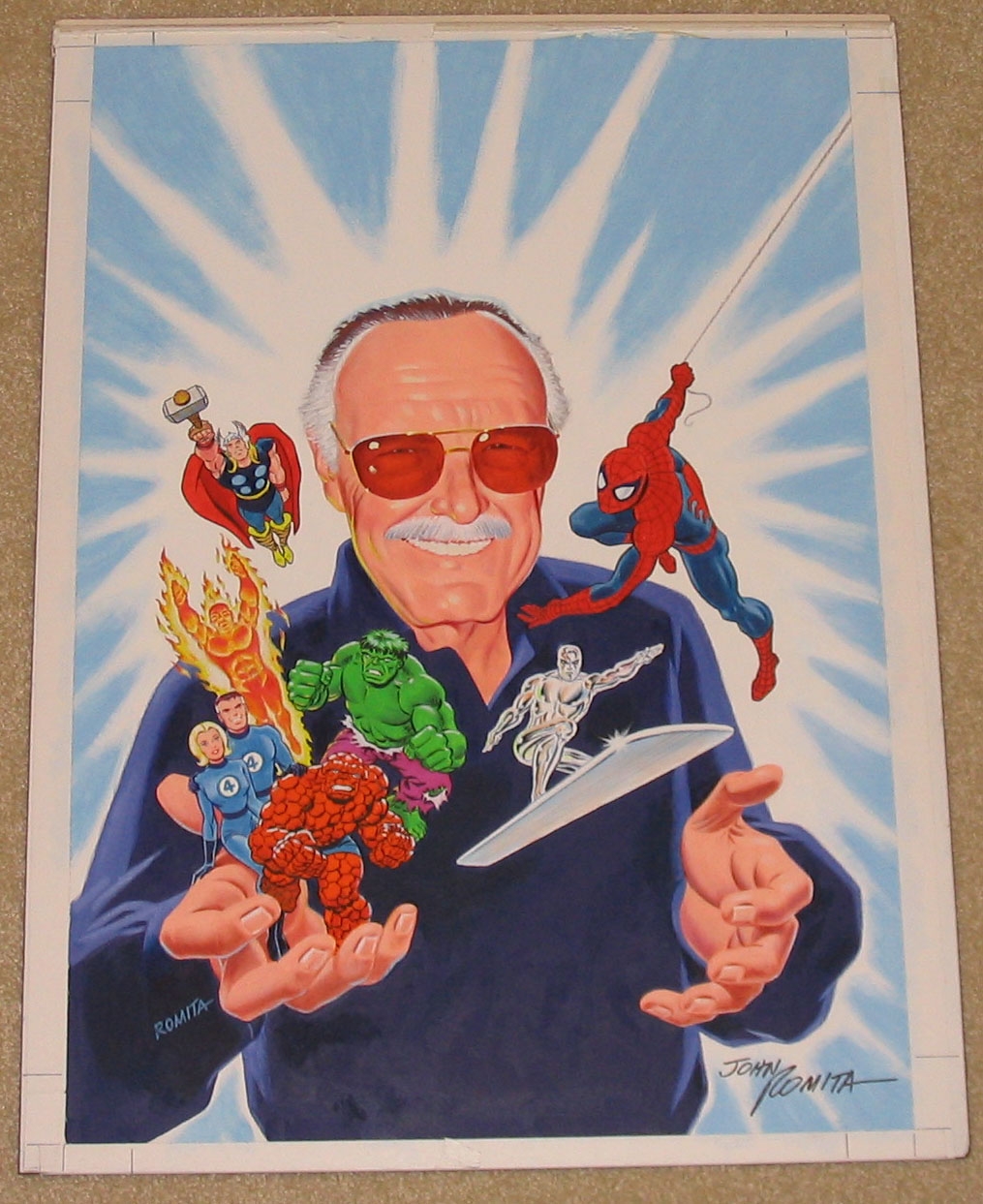 Painted Cover for Stan Lee's Autobiography, Excelsior! , in Comicart  Boston's Stan Lee (Romita, Doran) Comic Art Gallery Room