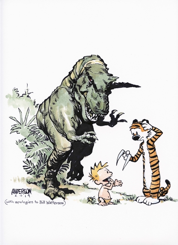 A Boy and His Tiger - A Tribute to Bill Watterson (Brent Anderson) Comic Art