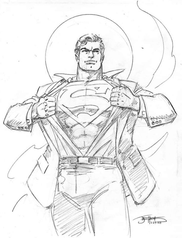 SUPERMAN by Val Semeiks 9x12 completely pencil, in Tony Isaza's ...