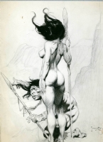 Frank Frazetta Primitive Beauty w/Caveman illustration (1968), Comic Art