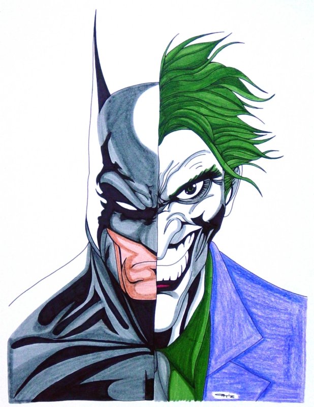 Batman Joker Portrait, in Misty Johnson's Batman Comic Art Gallery Room
