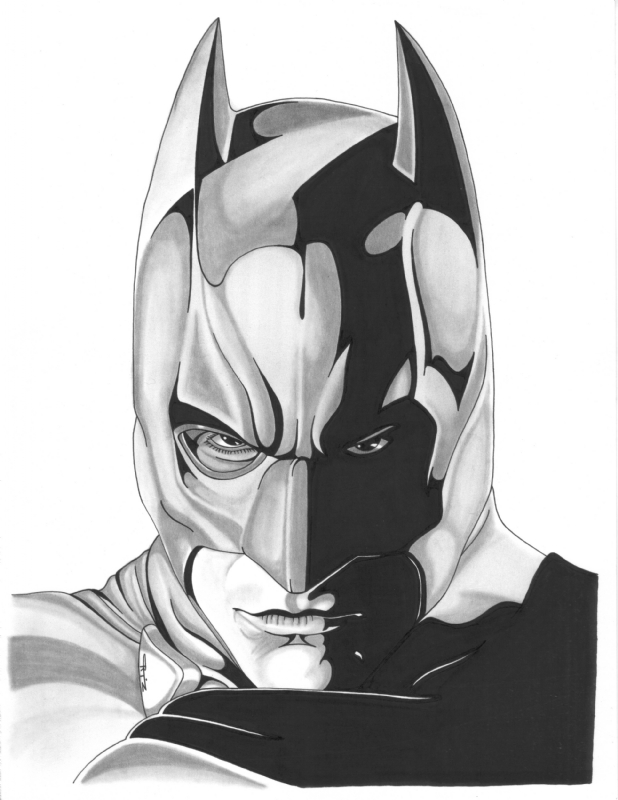 Batman Begins Portrait Black and White, in Misty Johnson's Batman Comic Art  Gallery Room
