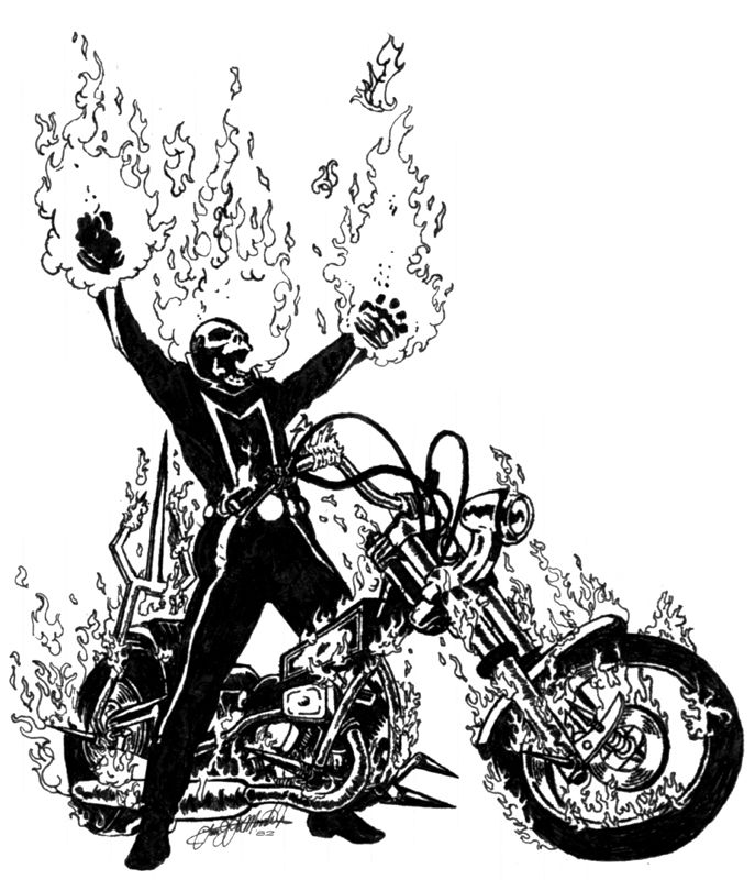 Ghost Rider (b/w), In Lou LaMonte's Comic Images By Me Comic Art ...