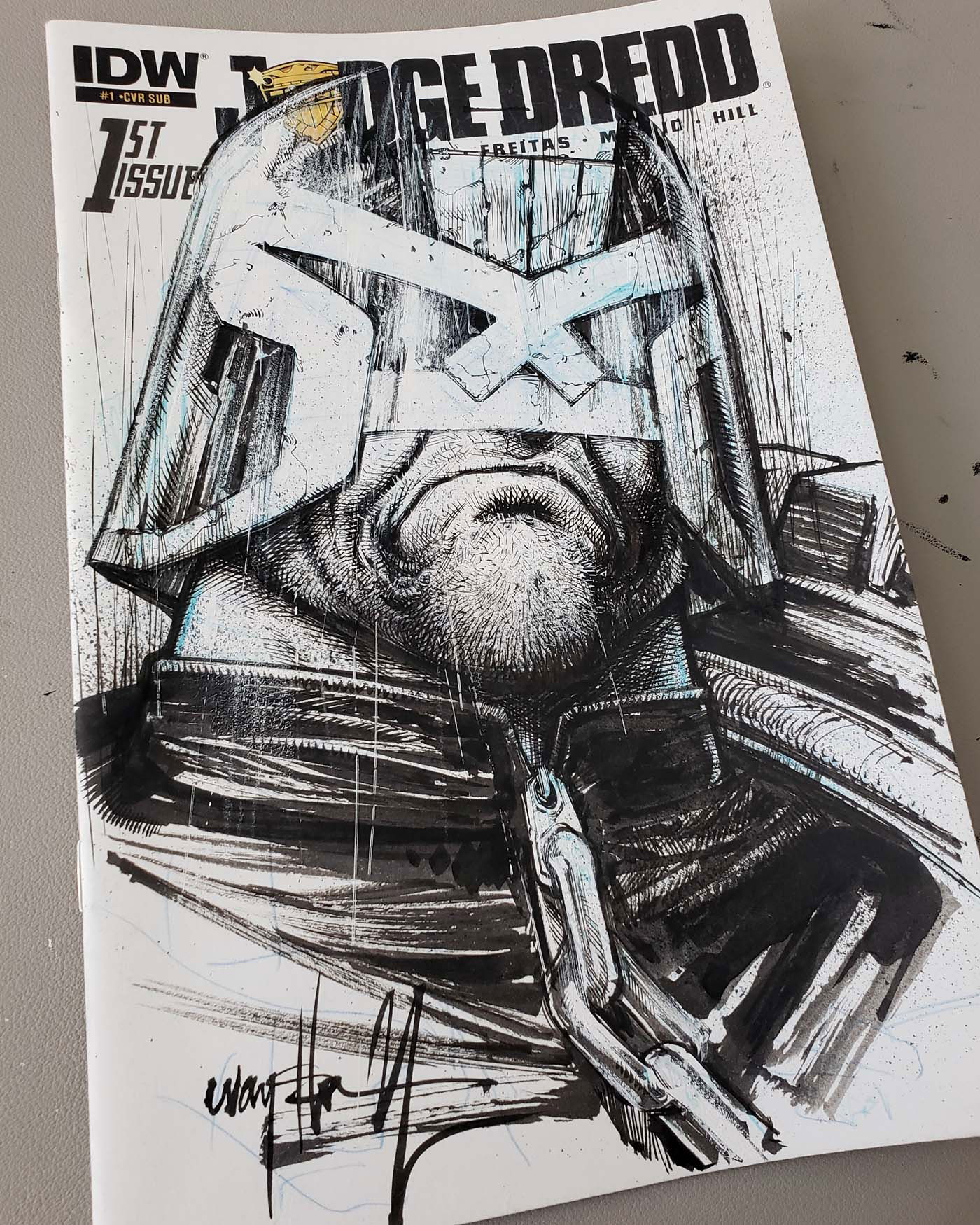 Judge Dredd Sketch Cover In Jonathan Wayshaks Sketch Covers Comic Art Gallery Room