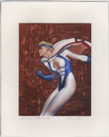 Power Girl BY John Bolton Art done for a Sketch Card, Comic Art