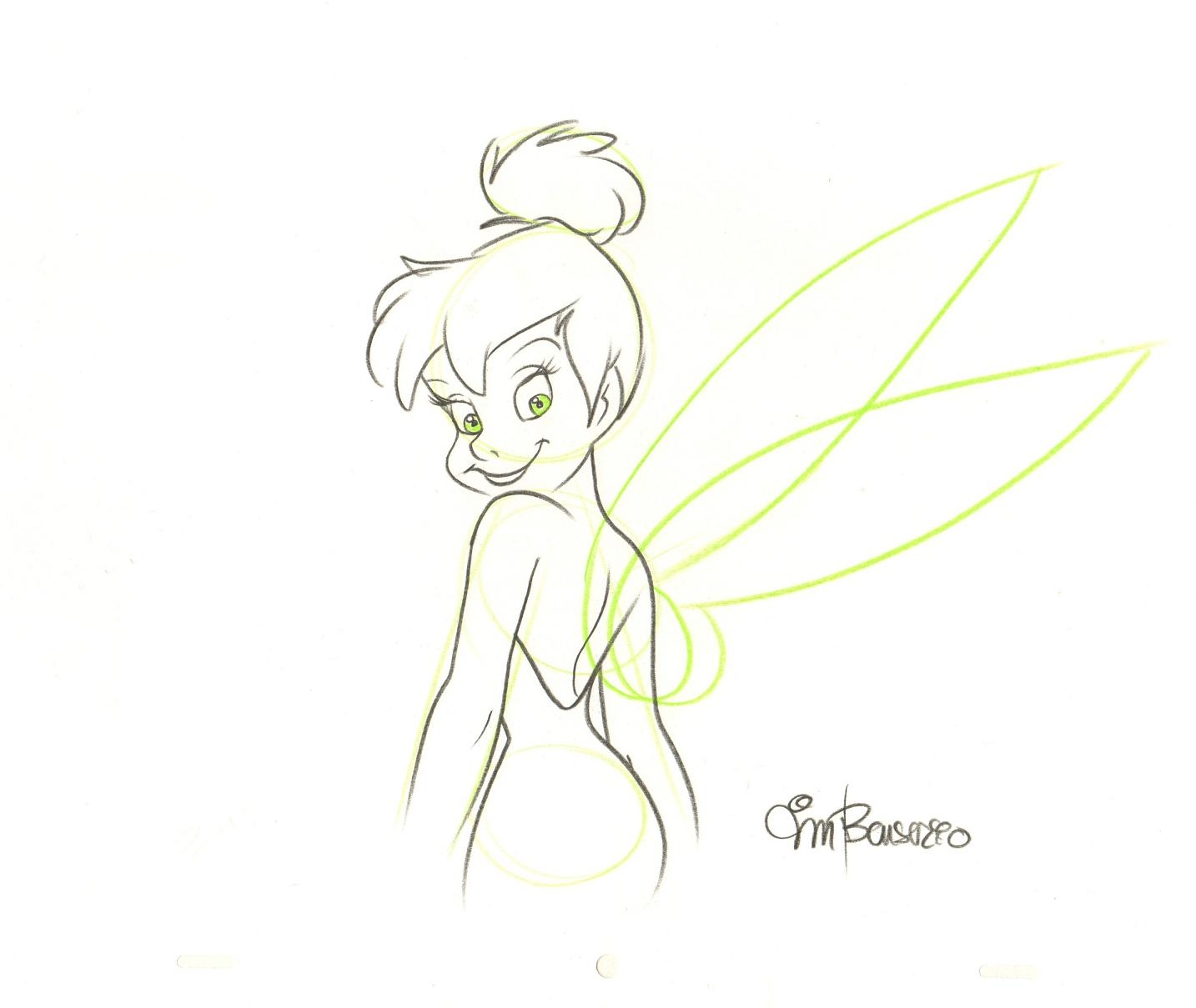 Tinkerbell Sketch Drawing Walt Disney Collectors Society  Etsy Norway