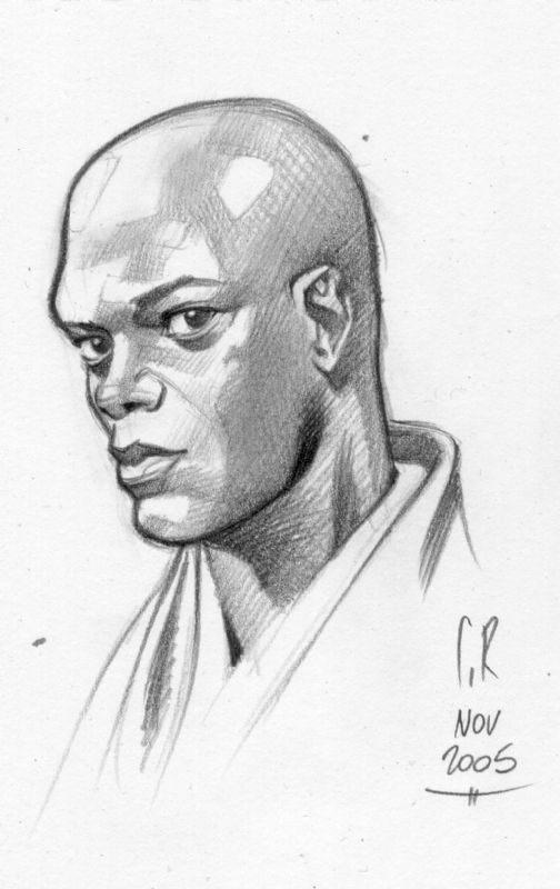 Mace Windu portrait - Stephane Roux, in Spider Guile's Pro sketches ...