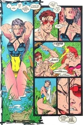 X-Men #8 w/ Swimsuit Psylocke, Cyclops and Jean by Jim Lee, in Yehoy Lee's  Jim Lee Comic Art Gallery Room