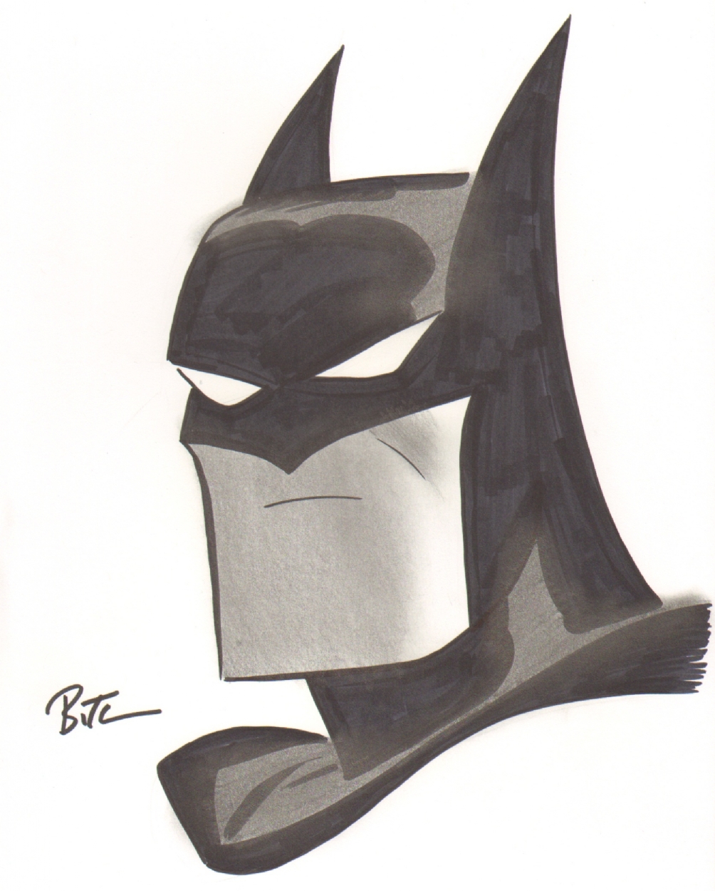 Batman Head Sketch by Bruce Timm, in Yehoy Lee's Bruce Timm Comic Art  Gallery Room