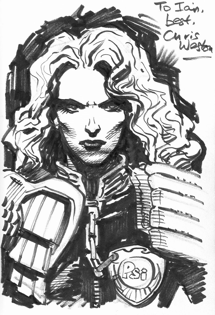 2000ad Judge Anderson In Spikes Harvey Rottens 2000ad Sketchbook Comic Art Gallery Room 4748