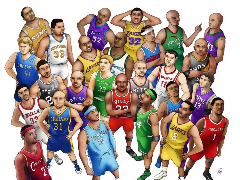 NBA Allstars, in Michael Tran's Illustrations Comic Art Gallery Room