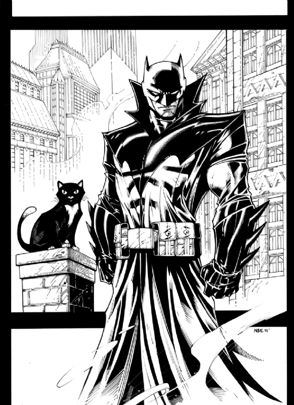 Batman (Damian Wayne) and Alfred (the cat) - Oliver Nome, in Drew  Johnston's Commissions and Sketches Comic Art Gallery Room