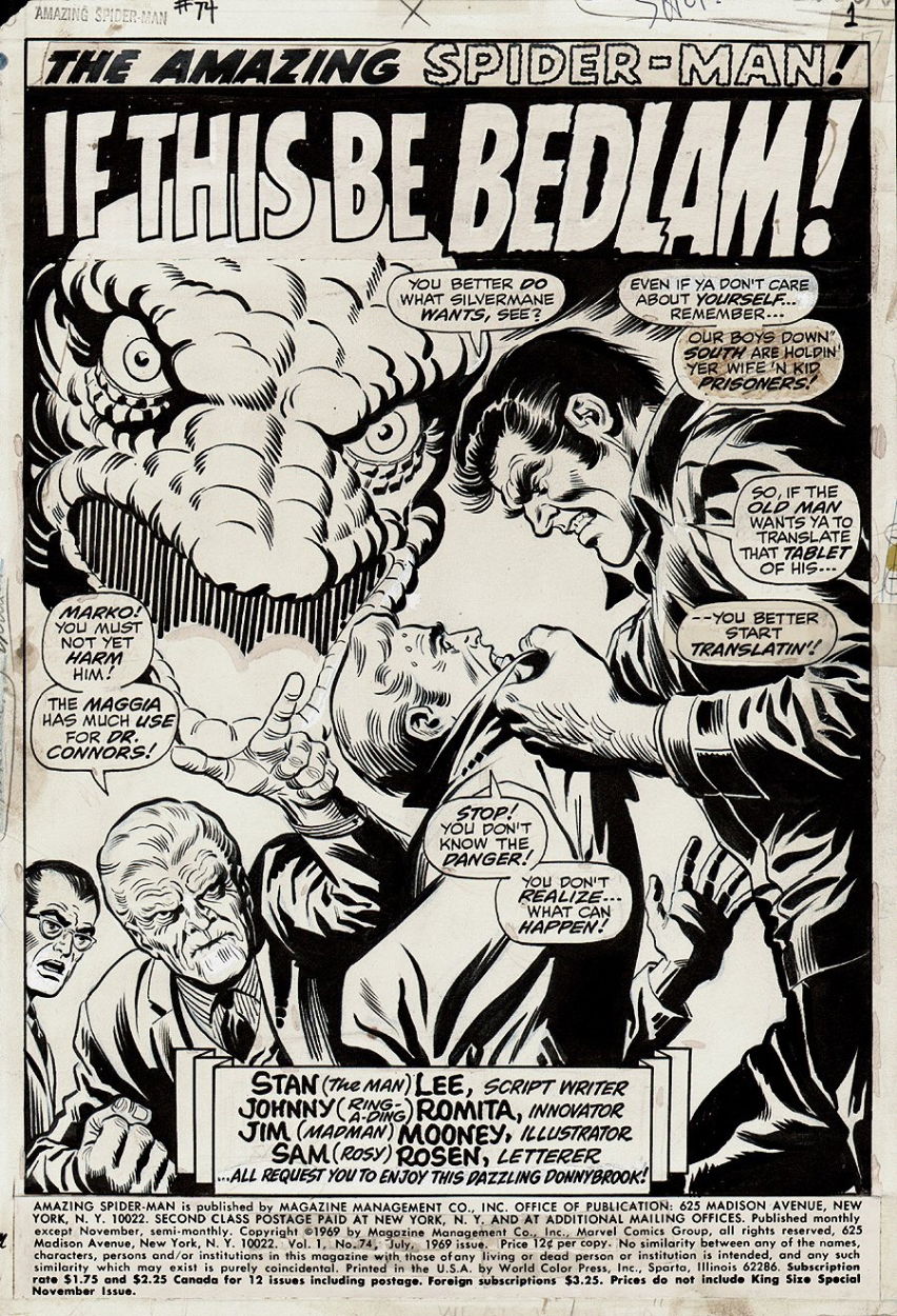 Amazing Spider-Man #74 Page 1 Splash!!, in Dennis De Pues's Gone But Not  Forgotten Comic Art Gallery Room