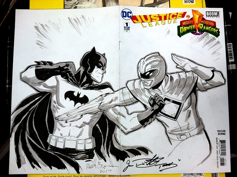 Batman vs Green Ranger, in Reilly Brown's DC Comic Art Gallery Room