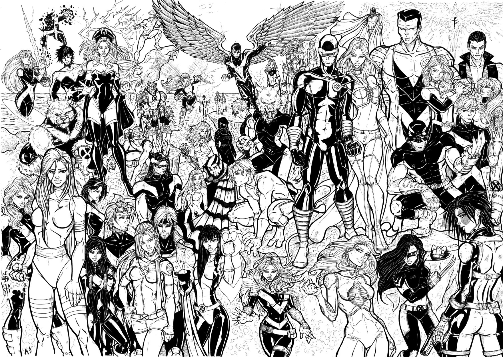 X-men Utopia Inks, in Matthew Skipworth's Comic Book Heroines Comic Art  Gallery Room