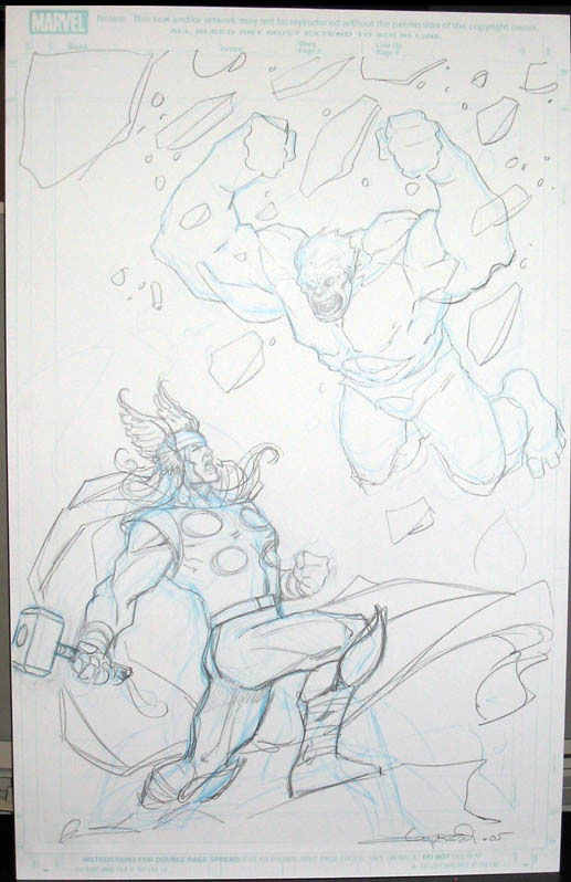 Thor vs Hulk, in John Gulledge's Convention Sketches Comic Art Gallery Room