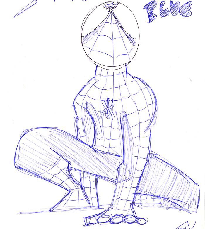 spiderman blue, in Nick V's 2005 artwork Comic Art Gallery Room