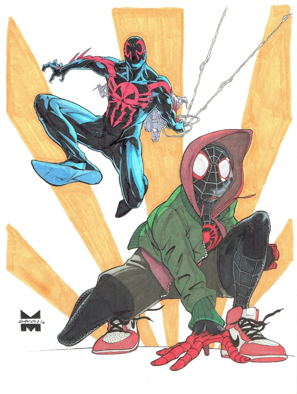 Spider-Man [2099 and Miles Morales], in David Price's Commissions and Jam  Pieces Comic Art Gallery Room