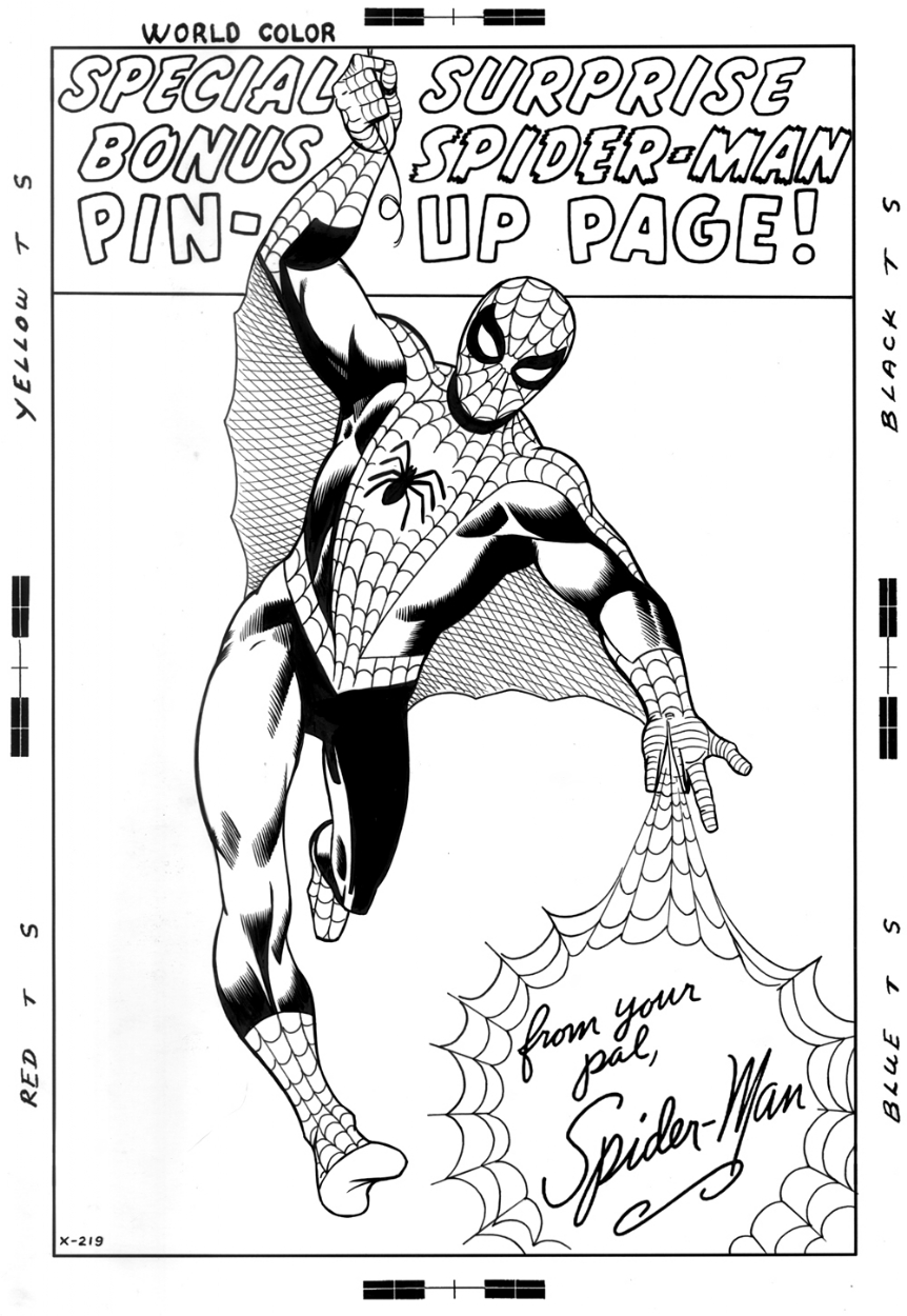 Spider-Man Pin-Up (after Steve Ditko), in Don Mangus's The Bombastic Bruce  McCorkindale Cover Re-Creation Gallery Comic Art Gallery Room