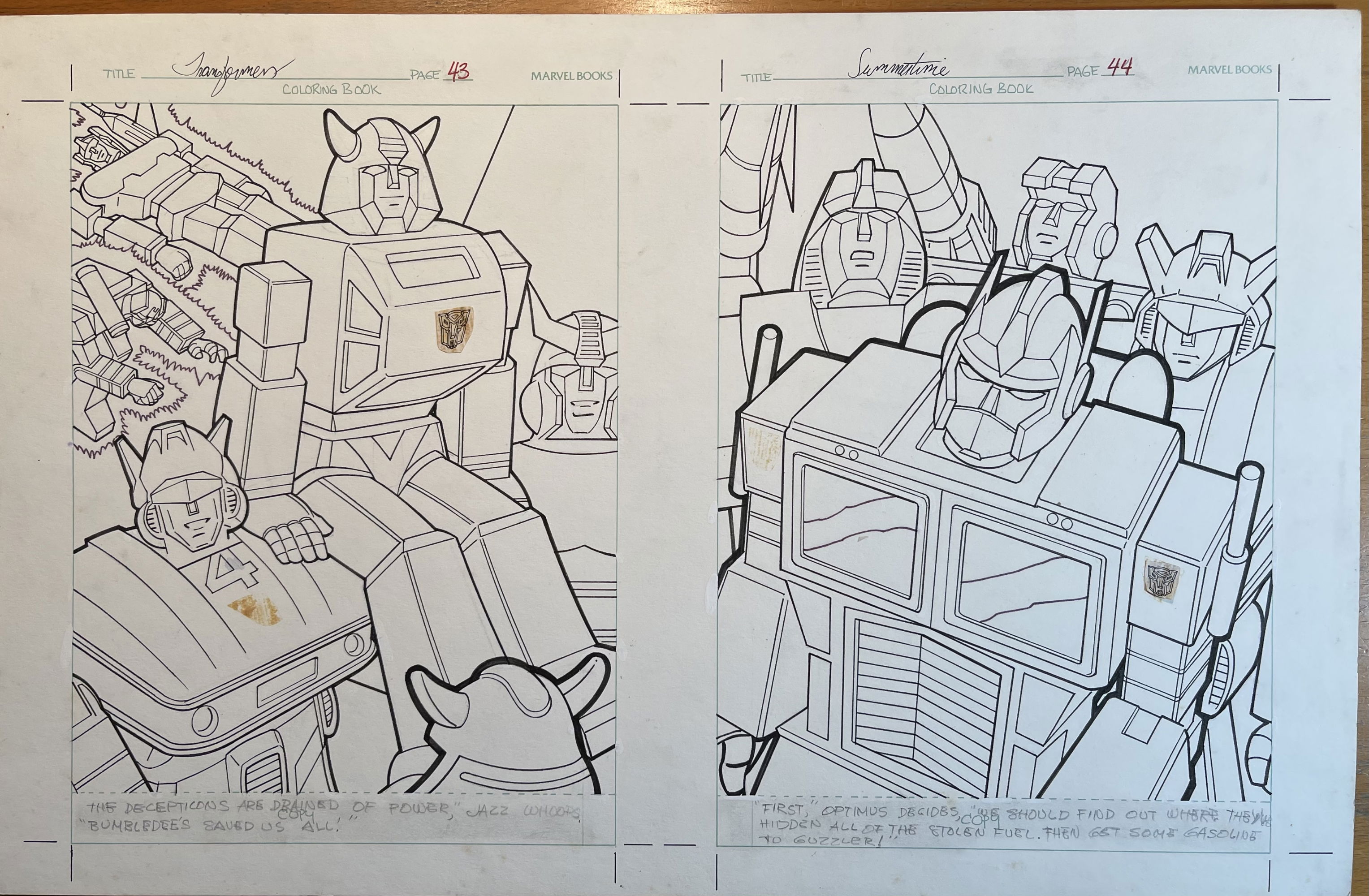 Download Transformers 43 44 In Frank Giella S Transformers Coloring Book Art 1984 Comic Art Gallery Room