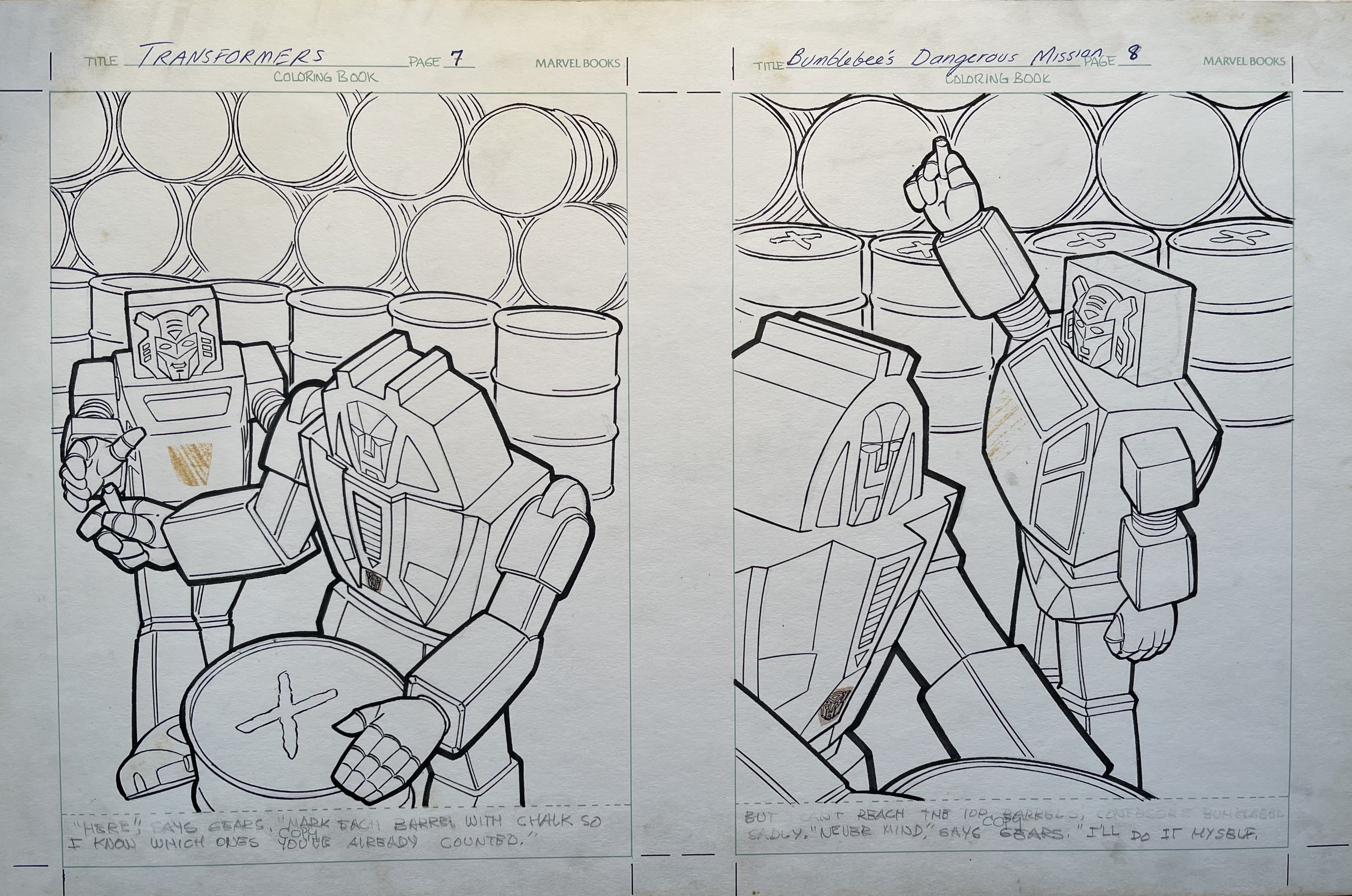 Download Transformers Bumblebee S Dangerous Mission Pgs 7 And 8 In Frank Giella S Transformers Coloring Book Art 1984 Part 2 Comic Art Gallery Room
