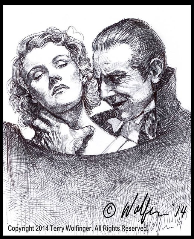Dracula Drawing by Terry Wolfinger, in Kevin's Gallery's Dracula Gallery  Comic Art Gallery Room