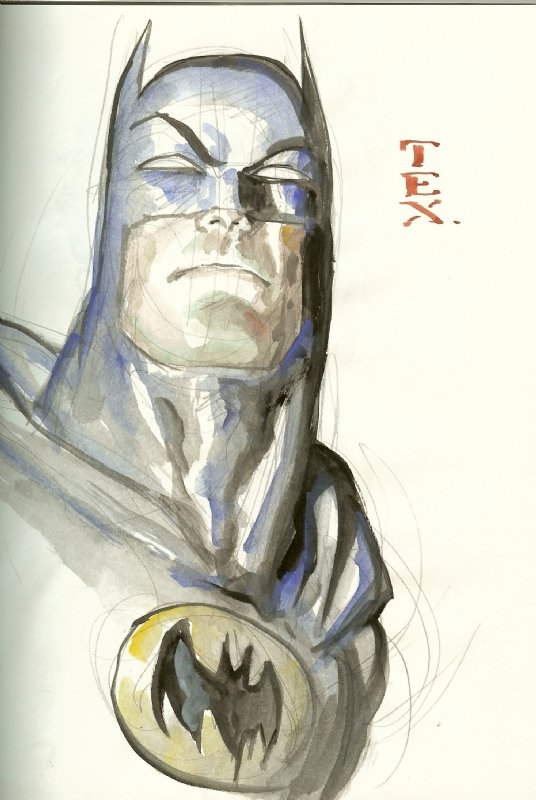 Batman watercolor by Mark Texeria, in Brian Jones's Batman art Comic Art  Gallery Room