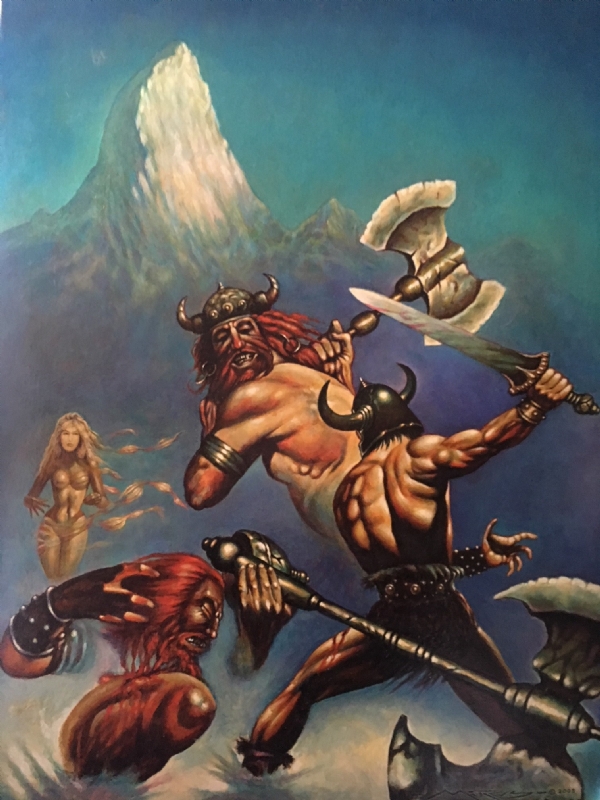 Conan Battles the Frost-Giants!! Oil by Marcus Boas!!  Comic Art