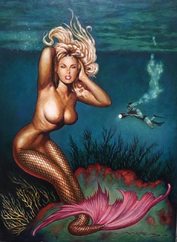 August 1982 Playmate Cathy St. George as mermaid by Marcus Boas, in  ralflights s's Marcus Boas Comic Art Gallery Room