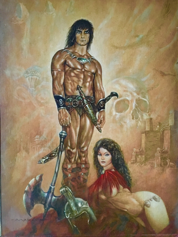 Lot Detail - Original Marcus Boas Conan The Barbarian - Rogues In The House  Signed Oil Painting
