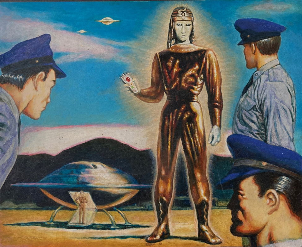 Alien UFO Saucer Landing at Holloman Air Force Base !! Oil by Marcus ...