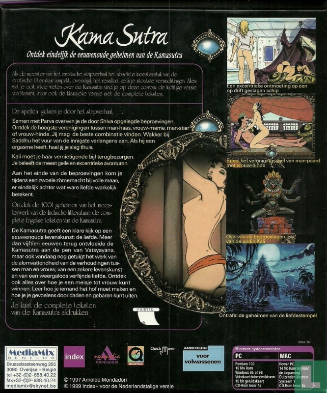Kamasutra Video Game Back Cover / Pin-Up of Parva, in Thomas  Vanderstappen's Permanent collection Comic Art Gallery Room