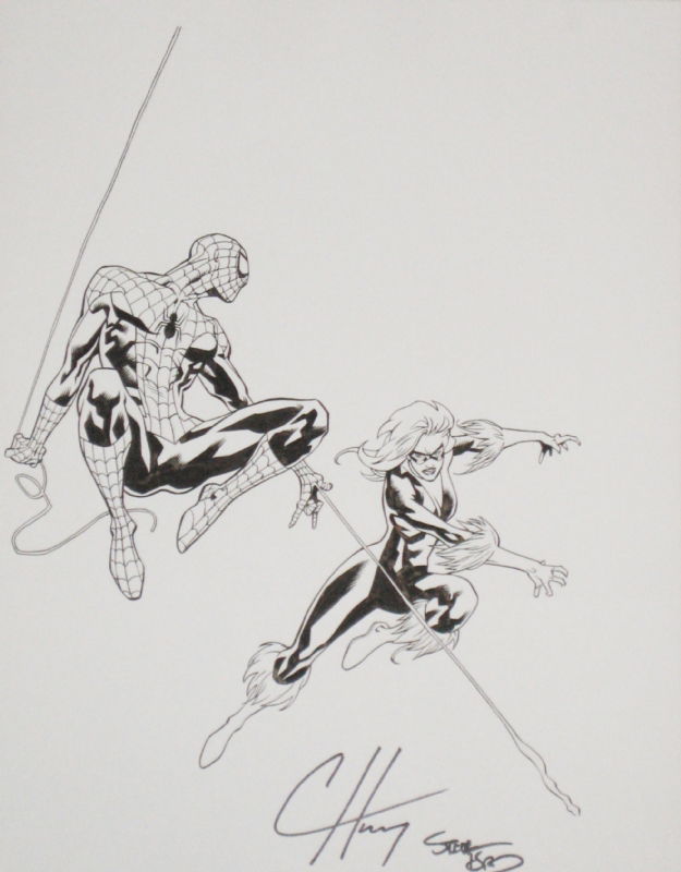 Spiderman & Black Cat by Clayton Henry, in F M's HENRY CLAYTON Comic Art  Gallery Room