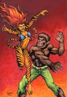 Tigra and The Werewolf by Night  Comic Art