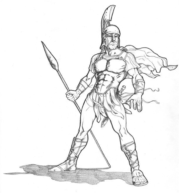Spartan warrior pose outline graphic vector. Stock Vector | Adobe Stock