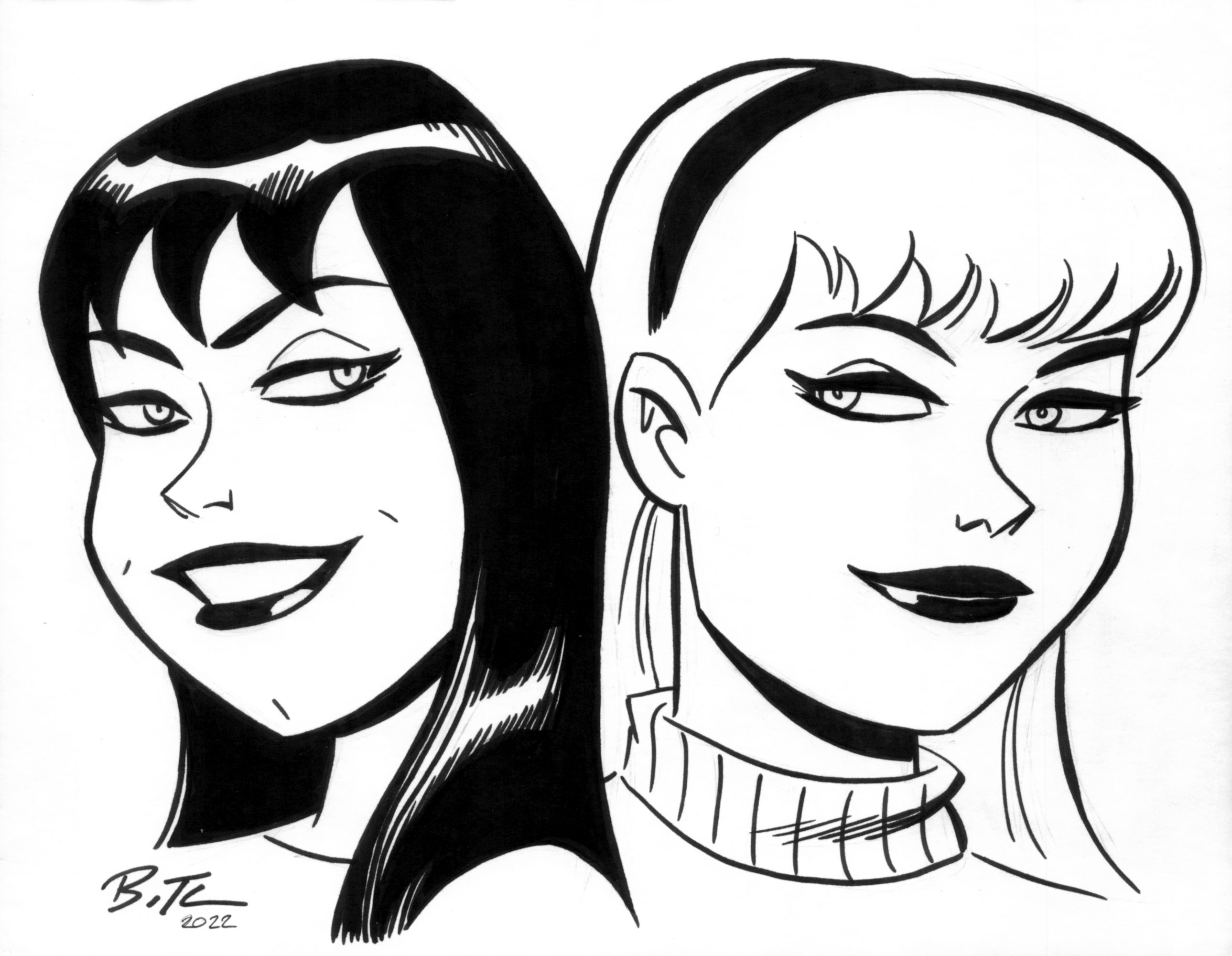 Mary Jane Watson And Gwen Stacy Head Shots Bruce Timm In Jon Hesss Timm Bruce Comic Art