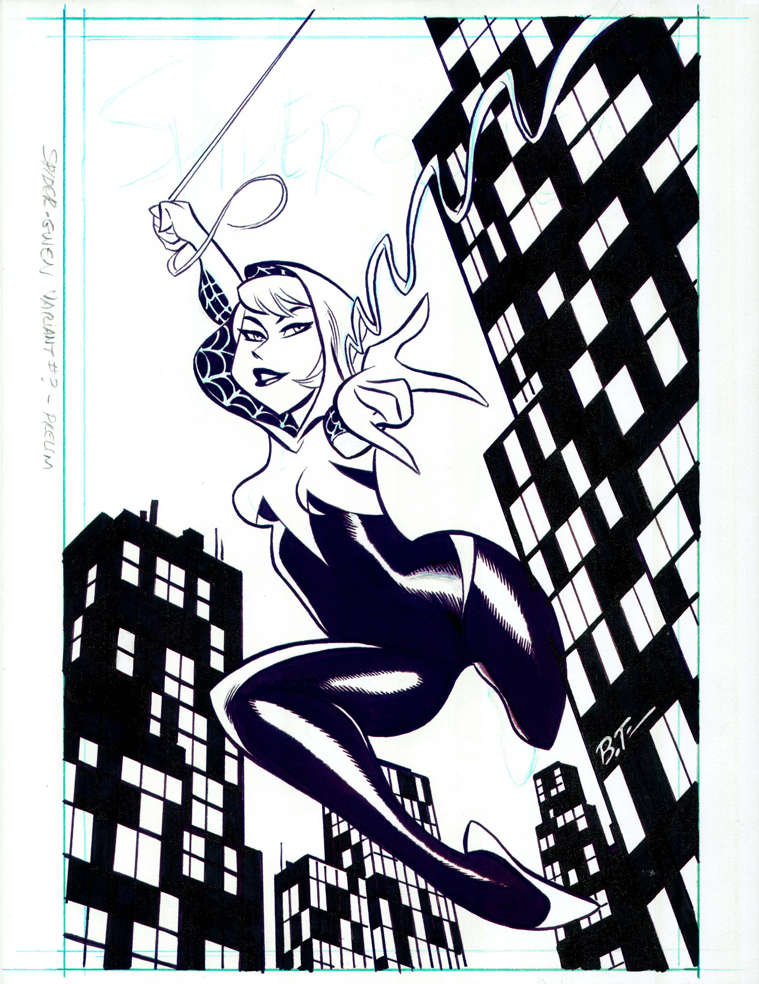 Spider Gwen 1 Variant Cover Preliminary Bruce Timm In Jon Hesss Timm Bruce Comic Art 7180