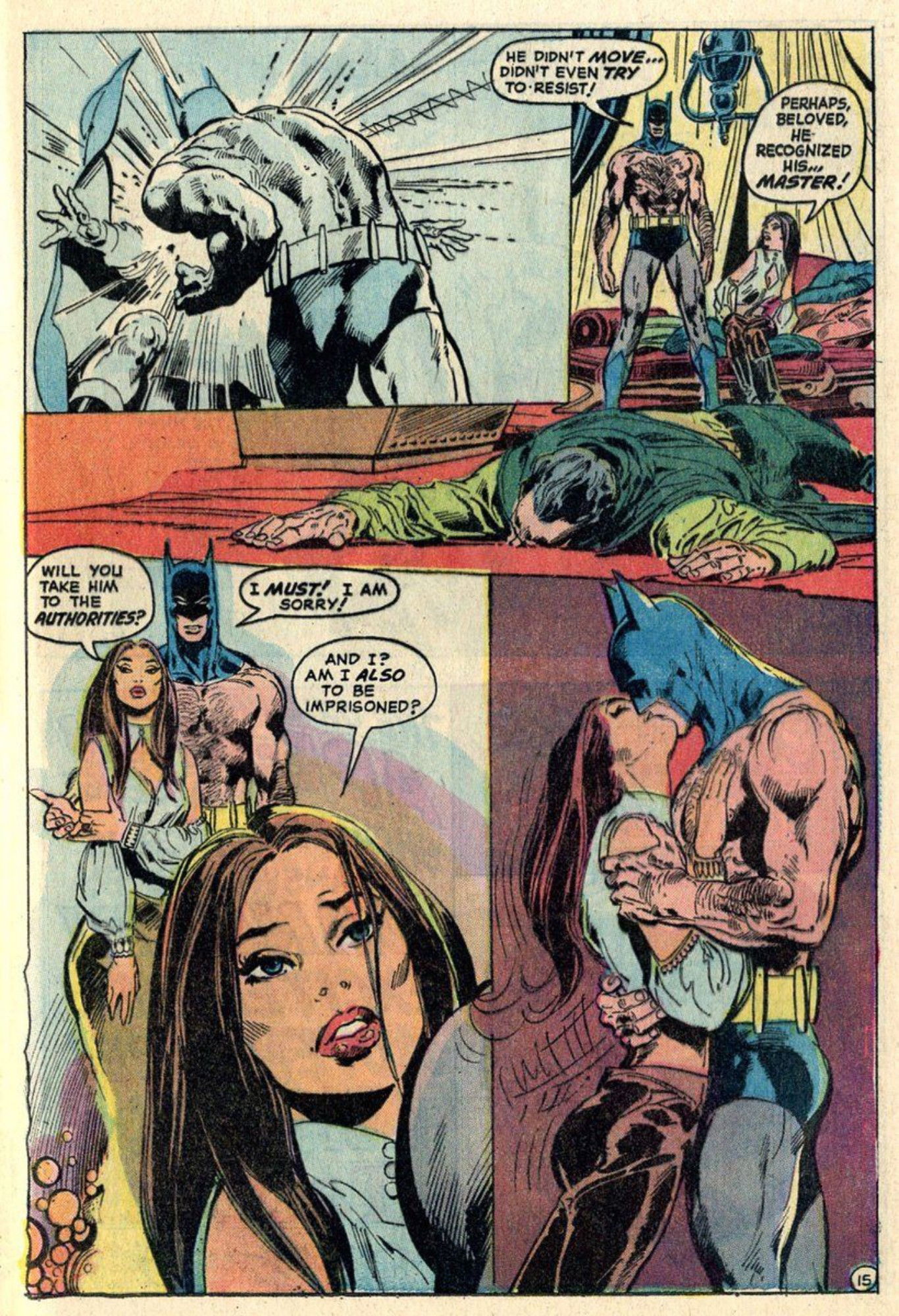 Batman and Talia - The Kiss - Neal Adams, in Jon Hess's Art featuring Batman  related material Comic Art Gallery Room