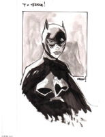 Batman, Catwoman, and Bat-Baby, in John B.'s Pop Mhan Comic Art Gallery Room