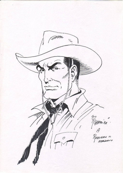 Tex, in Ruggero Romano's Original Sketch Comic Art Gallery Room