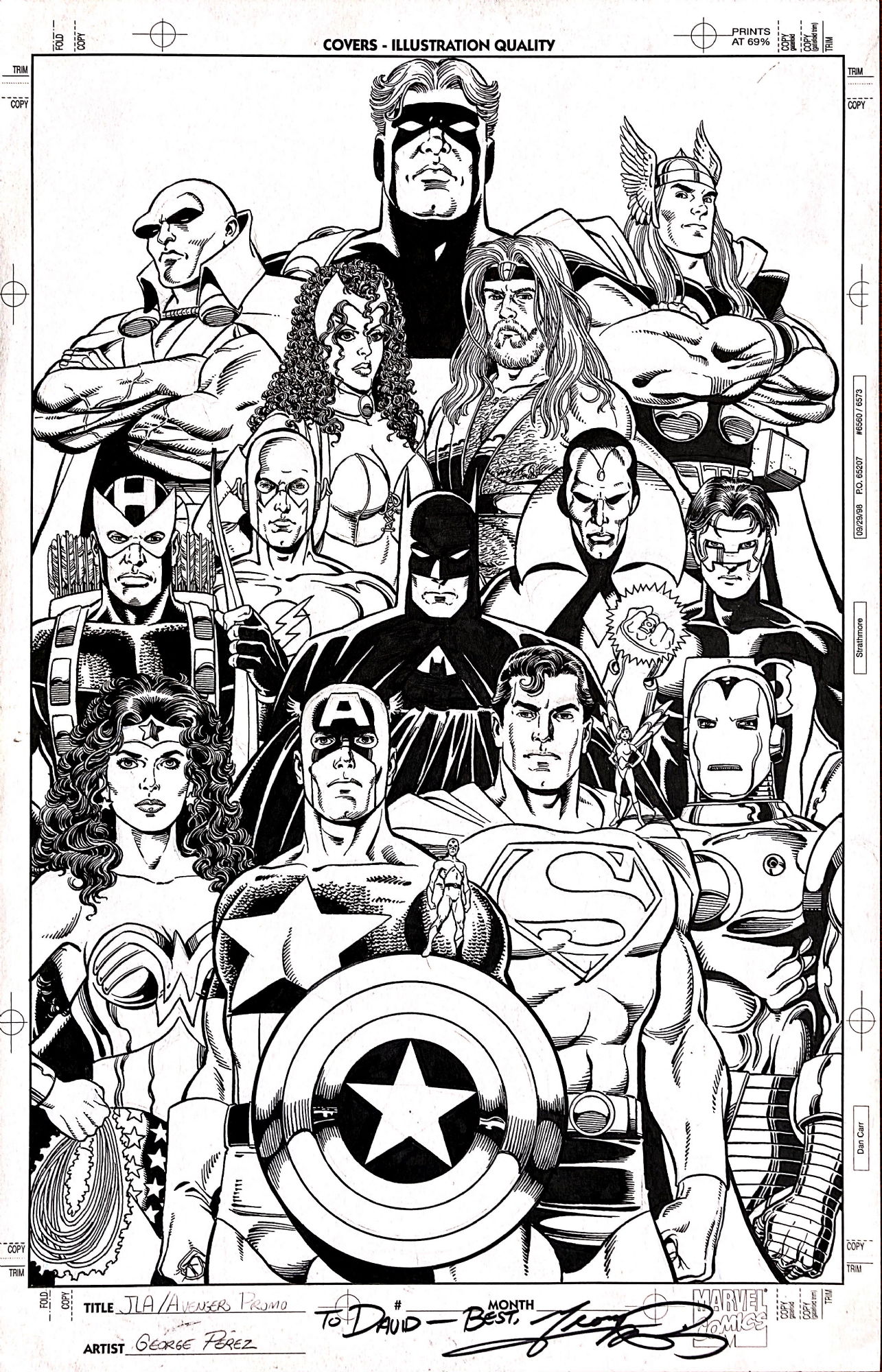 JLA / Avengers Promo Piece & Cover for Hero Initiative limited reprint ...