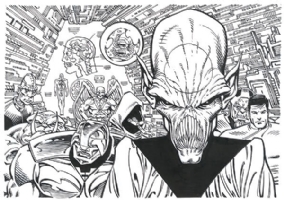Bart Sears & Brett Breeding - DC Cosmic Card (1991) #154 - INVASION! Comic Art
