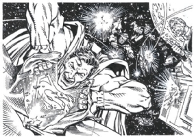 Bart Sears & Brett Breeding - DC Cosmic Card (1991) #155 - INVASION! Comic Art