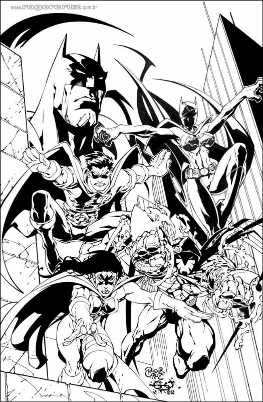 Roger Cruz - BAT-SQUAD #1 (2002) cover - Batman, Robin, Batgirl, Azrael ...