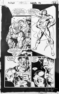 Kieron Dwyer - ACTION COMICS ANNUAL #8 (1996) pg 27 - Superman vs Doomsday, Comic Art