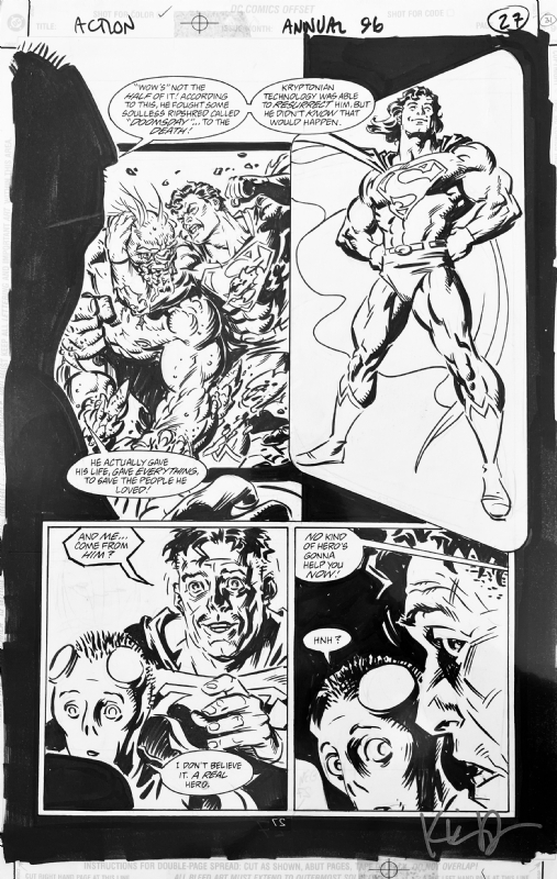 Kieron Dwyer - ACTION COMICS ANNUAL #8 (1996) pg 27 - Superman vs Doomsday Comic Art