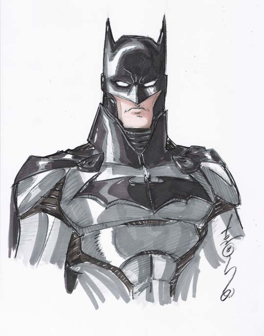 Batman (redesigned suit), in Tom Hodges's Random Pieces and Sketches Comic  Art Gallery Room