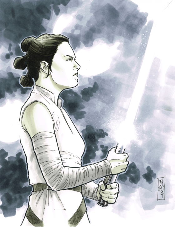 Hand drawn Rey Skywalker 2024 by Tom Hodges